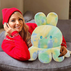 Octopus Rabbit Reversible Stuffed Animal Plushie - Kids Cute and Soft Plush Pillow Toy - Toddlers & Children’s Ideal Gift - Cozy Embraceable Companion (Green-Pink,13 inch)
