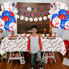 Baseball Party Decorations, Happy Birthday Banner, Concessions Banner Baseball Theme Cake Toppers, Latex Balloons and Tablecloth for Kids Party Sports Birthday Party Supplies
