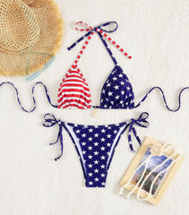 Tainehs Women's Sexy Halter Bikini Set Triangle Top String Swimwear Two Piece Swimsuits Cheeky Bathing Suit