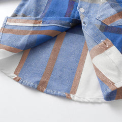 Boys and Toddler Short Sleeve Button Down Shirt Cotton Plaid Lapel Shirts Summer Casual Top Kids Baby Trendy Tee Clothes