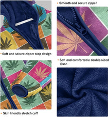 Colorful Leaves Grid Toddler Boy Comfy Soft Fleece Outerwear Jackets with Polar Fleece Lining 3T