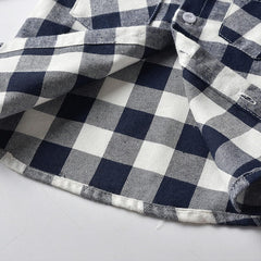 Boys Girls Button Down Shirt Long Sleeve Plaid Flannel Shirts Lapel Neck Casual Tops with Pocket Toddler Kids Outfit