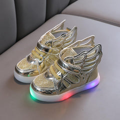 Toddler Boys Girls Led Shoes Tennis Shoes for 1﹣6 Years Children Candy Color Light up Sport Sneakers with Wing
