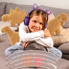 Dino Nugget Pillow Plush, Funny Chicken Nugget Plushie Birthday Gift, Dino Decorative Throw Pillow for Kids Room Decor, Dinosaur Stuffed Animal Idea Birthday Gift for Teens Kids and Adult