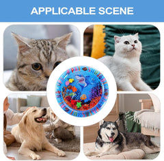 Sensory Water Pad for Cats - Dog Cat Water Play Mat Toy - Sensory Cooling Waterbed Pet Exercise Activity for Indoor Home Travel Outdoor Balcony