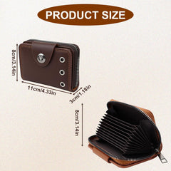 Credit Card Holder Wallet, 16 Card Slots Accordion Card Wallet High-Capacity Credit Card Wallet with Snap and Zipper for Storing Cash Cards (B)