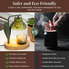 Flower Candle Warmer Lamp with Timer,Dimmable Candle Lamp Warmer,Adjustable Height Candle Warmer for All Jar Candles,Bedroom Living Room Home Decor Aesthetic Christmas Birthday Gifts (Morning Glory)