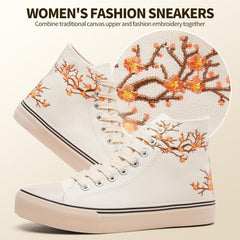 Iarus High Top Sneakers for Women White Canvas Comfortable Shoes for Women Walking Casual Sneakers Tennis Shoes