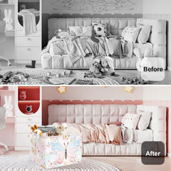 3D Pastel Butterfly Baby Laundry Hamper Collapsible Clothes Kids Storage Basket Large Girls Gift Toy Box Bin for Bedroom, Colorful, 36L