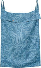 Linen Hanging Laundry Bag, 100% Linen Leaf Print Over The Door Laundry Hamper with Buttons and Zipper, Space Saving Door Hampers for Laundry Dirty Clothes Home Travel, Blue, 19.7x27.5inches