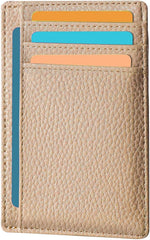 Genuine Leather Credit Card Wallet Slim Card Holder Wallet for Men and Women(Grey)