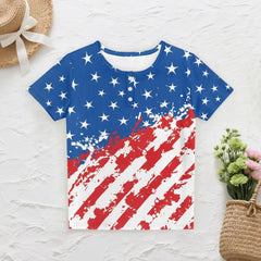 American Flag Girls Shirt 4th July Outfit Girl Casual Independence Day Patriotic Tops 2-12Y