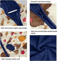 CHIFIGNO Cartoon Turkeys Toddler Boy Fleece Zip up Jacket, Warm Lightweight Fleece Outerwear Jackets 3T