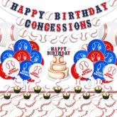 Baseball Party Decorations, Happy Birthday Banner, Concessions Banner Baseball Theme Cake Toppers, Latex Balloons and Tablecloth for Kids Party Sports Birthday Party Supplies