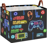 Gaming Laundry Basket,Large Neon Color Gamer Room Decor for Boys,Collapsible Clothes Towel Toy Book Storage Bin for Dorm Nursery Bedroom,36L Kids Hamper