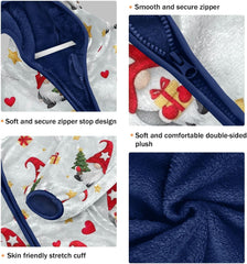 Cute Christmas Gnomes Stars Boys Zip up Jacket Fleece Outerwear Jackets for Fall Winter 3T