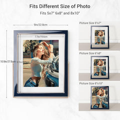 Axeman 5x7 Floating Frame Pink Enamel 6x8 Picture Frame with Gold Metal Edge for 5x7, 4x6 up to 6x8 Photo Double Glass Floating Picture Frame for Desk Tabletop Shelf Vertical Display