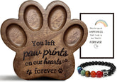 Dog Memorial Gift Set,Paw Print Shape Ornament to Remember Dog or Cat,Walunt Hardwood,Rainbow Bridge Pet Memorial Bracelet,Sympathy Gifts for Women Men Who Lost Pets