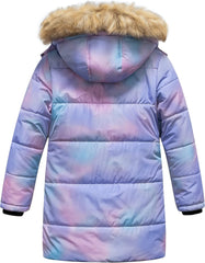 CREATMO US Girl's Winter Fleece Lined Long Parka Puffer Coat Thicken Ski Jacket With Fur Trim Hood