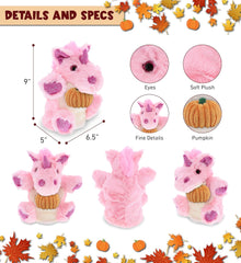 DolliBu Super Soft Unicorn Hand Puppet Stuffed Animal with Pumpkin Decor and Name Personalization - Pumpkin Plush Animal for Fall, Halloween and Thanksgiving, Pumpkin Toy for Kids, Adults - 9 Inches