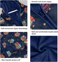 CHIFIGNO Colorful Owls Navy Boy Winter Coat, Toddler Zip up Hoodie Warm for Fall Winter Spring 3T