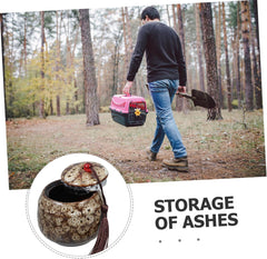 HANABASS Small Ceramic Cremation Urn for Human Ashes and Pets Elegant Red Keepsake Memorial Box for Dogs and Cats and Easy to Clean for Home Display