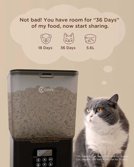 Ciays Automatic Cat Feeder, 5.6L, 4 Meals Per Day, Pet Dry Food Dispenser, Dual Power Supply & Voice Recorder, Black