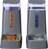 2 Packs Automatic Cat Feeder and Waterer, Gravity Dog Food and Water Dispenser Set for Small Medium Big Pets Cats Dogs Puppy Kitten, 1 Gallon x 2