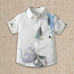 Hawaiian Shirt for Boys Kids Short Sleeve Button Down Lapel Neck Shirts Tropical Summer Casual Top Toddler Baby Outfit