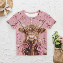 DISNIMO Girls' Ribbed Henley Tshirts Short Sleeve Summer Clothes Button Down Tee Shirts