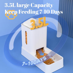 Automatic Cat Feeder and Water Dispenser 2Pcs, Dog Gravity Food Feeder and Water Bowl for Small Medium Pets Puppy Kitten, 3.5L/118.36oz Large Capacity, Easy to Clean (Orange)