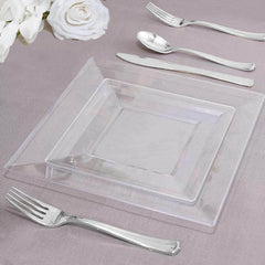 Efavormart 10 Pack - 6" Clear Disposable Plastic Square Salad Dessert Plates for Wedding, Birthday, Reception, Buffet, Upscale Occasions, Catered, Restaurants