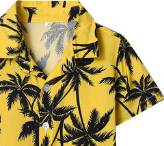 Betadog Boys 𝐇awaiian Shirts Coconut Tree Print Short Sleeve Casual Tropical Tops T-Shirt Cotton Button Down