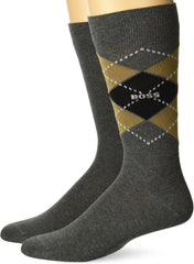 BOSS Men's Two Pack Cotton Argyle Design Dress Socks