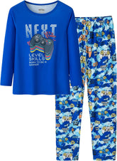 Pajamas for Boys Cute Black Gamer Long Sleeve and Pants Sleepwear 2-pieces Big Kids PJS Clothes Size 6-16