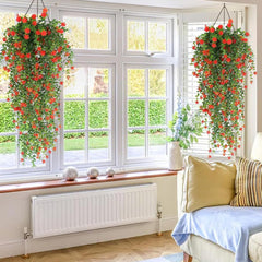 1/2Pcs Artificial Hanging Plants, Artificial Hanging Flowers Vine, Fake Ivy Vines Drooping Plants Fake Greenery for Wall Home Garden Yard Patio Wedding Indoor Outdoor Decoration Yellow-2p