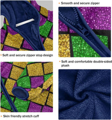 Carnival Rhombic Toddler Zip up Hoodie Fleece Outerwear Jackets for Fall Winter 3T