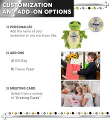 DolliBu Sea Turtle Hand Puppet Stuffed Animal with Silver Cross and Personalization - Baptism Gifts for Boys and Girls, Dedication Christening Gifts Plush Prayer Toy Healing Teddy Bear - 10 Inch