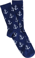 vangobeauty Anchor Socks Men dress socks Mid Calf Navy Blue White Anchor Size 7-13