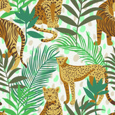 Gold Leopard Wallpaper Peel and Stick Jungle Animal Cheetah Print Wall Paper Removable Self Adhesive Kids Wallpaper 12"x100" Tropical Green Leaf Contact Paper for Cabinets Countertops Walls