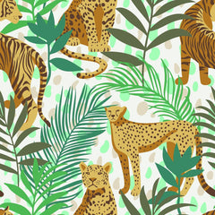 Gold Leopard Wallpaper Peel and Stick Jungle Animal Cheetah Print Wall Paper Removable Self Adhesive Kids Wallpaper 12"x100" Tropical Green Leaf Contact Paper for Cabinets Countertops Walls