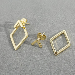 1pair Summer Stud Earrings Set for Women Fashion Minimalist Geometric Diamond Stud Hoops Earrings,2.3 * 1.5cm
