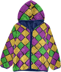 Carnival Rhombic Toddler Zip up Hoodie Fleece Outerwear Jackets for Fall Winter 3T
