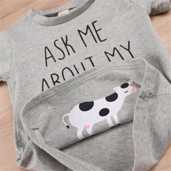 Boys Ask Me About My Mooo Cow T-Shirt Toddler Cowboy Short Sleeve Tee Tops Kids Boy Funny Summer T Shirts