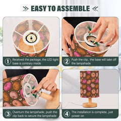 Glitter Pumpkins Star Bedside Table Lamp Small Desk Lamps Linen Fabric Shade Decorative Nightstand Lamp LED with USB Port Wood Base for Bedroom Living Room