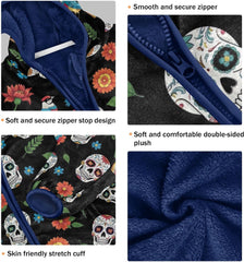 CHIFIGNO Colorful Sugar Skulls Boy Lightweight Jacket Fleece Outerwear Jackets for Fall Winter 3T
