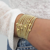 Gold Beaded Pearl Bracelets for Women Non Tarnish Dainty Cross Stack Stretch Trendy 2025 Gifts