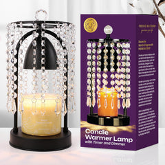 Candle Warmer lamp with Crystals, Home Decor, Wax melt Warmer,Gifts for mom, Candle Warmer lamp with Timer, Wax Melter Electric, House Warming Gifts. (Black)