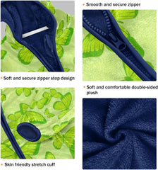 CHIFIGNO Butterflies Green Yellow Boy Fleece Zip up Jacket Light Comfy Fleece Jacket 3T