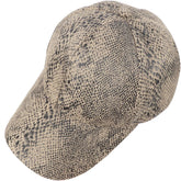 Baseball Cap Snakeskin Print Leather Sun Hat Outdoor Casual Flat Brim Trucker Hat Baseball Cap for Women Men